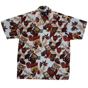 Bellini Sport Y2K Hawaiian Jamaican King Shirt‎ Cigar Print Men's Medium